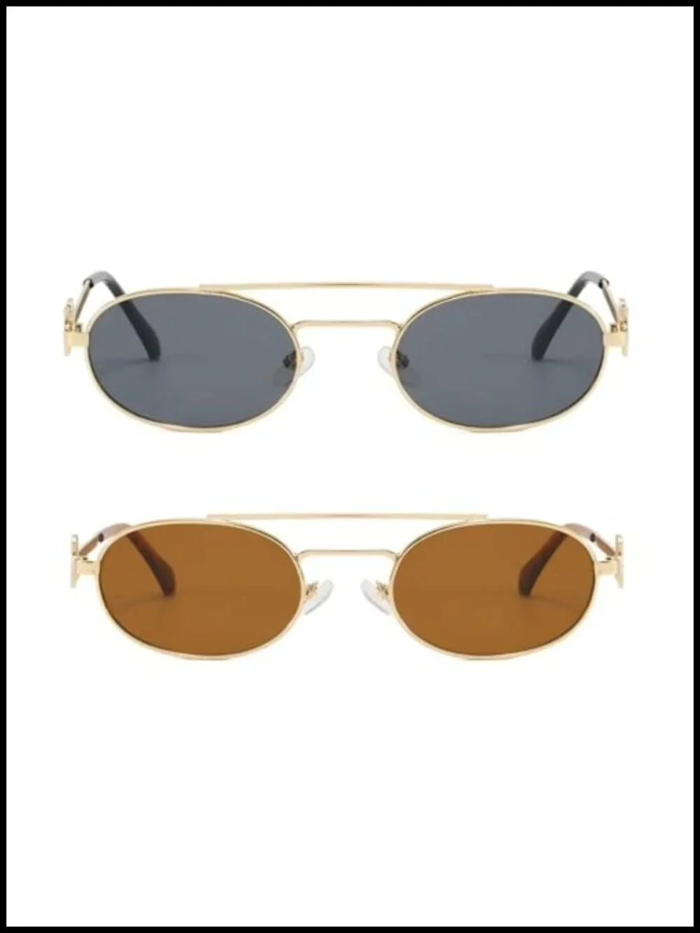 Retro Oval Sunglasses for Women Y2K Trendy UV400 Protection Metal Temples